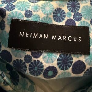Neiman Marcus Blue Floral Casual Button Down Shirt